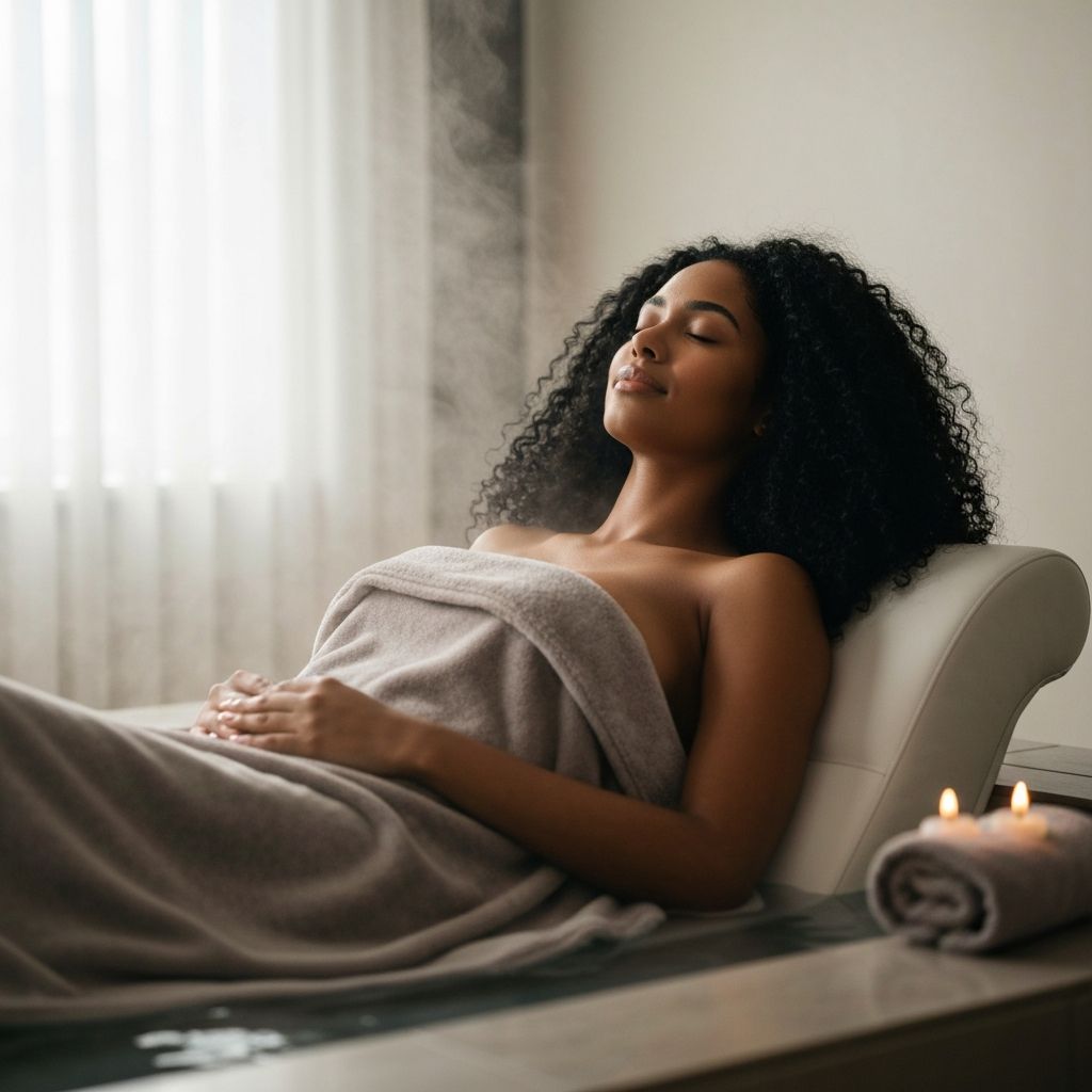 Mulher relaxando em momento de autocuidado e bem-estar